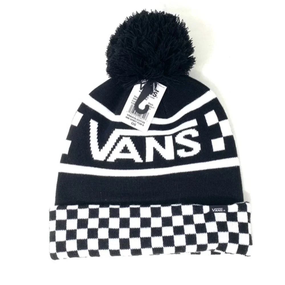 VANS Spirit Pom White Black Beanie Unisex Knit Hat One Size VN0A5LG3Y28 - Picture 5 of 6